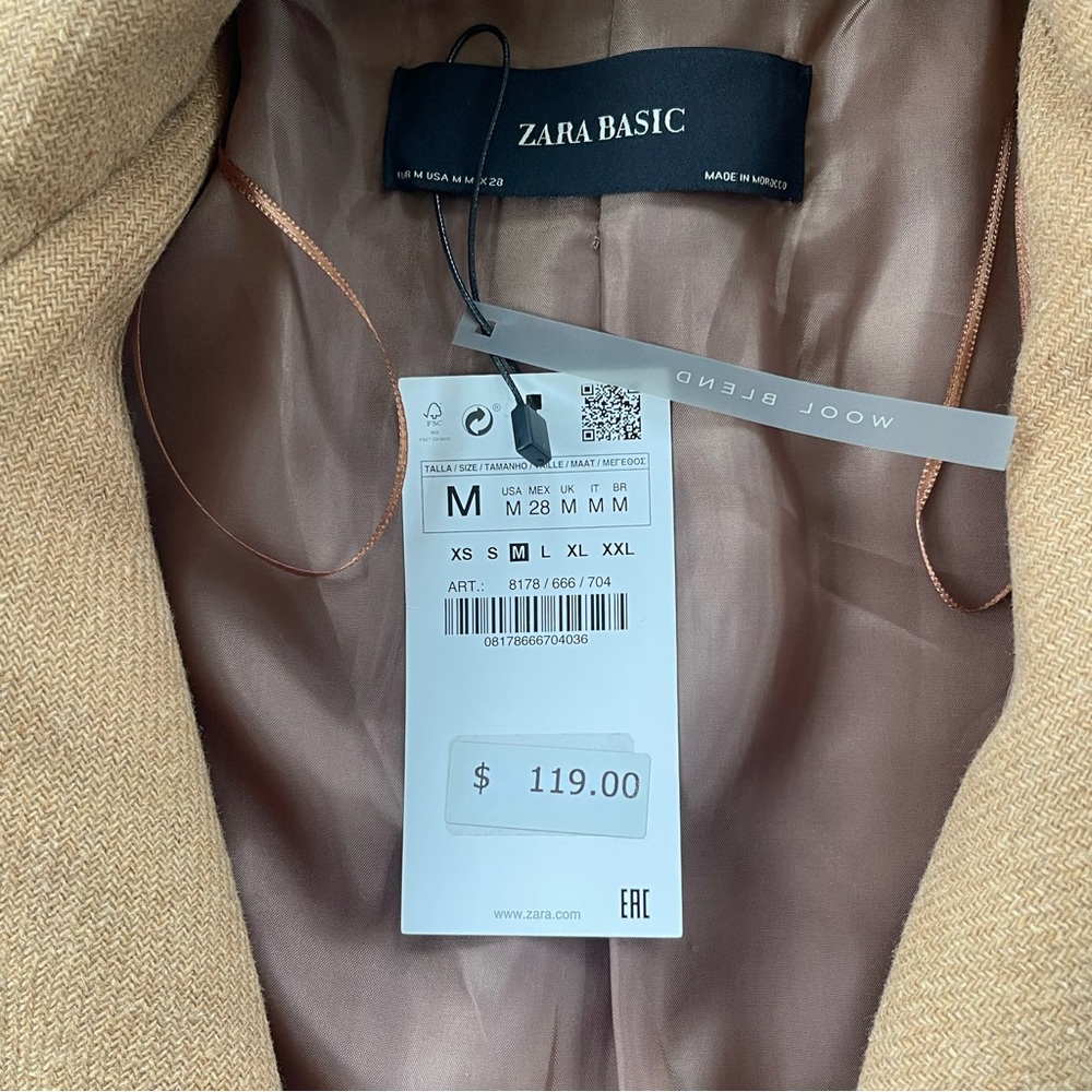 Zara Tan Coat with Hood - Picture 2 of 3